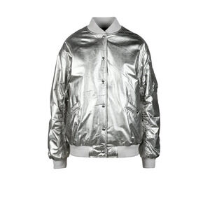 IRO Leather Bomber Jacket - Silver